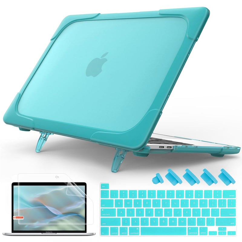 Mektron for MacBook Pro 13 Case M1 M2 A2338 A2289 A2251 2022 2021 2020 Release, Heavy Duty Slim Hard Shell Dual Layer Protective Cover with Fold Kickstand Pro 13 inch Touch Bar & Touch ID, Sky Blue - Image 1